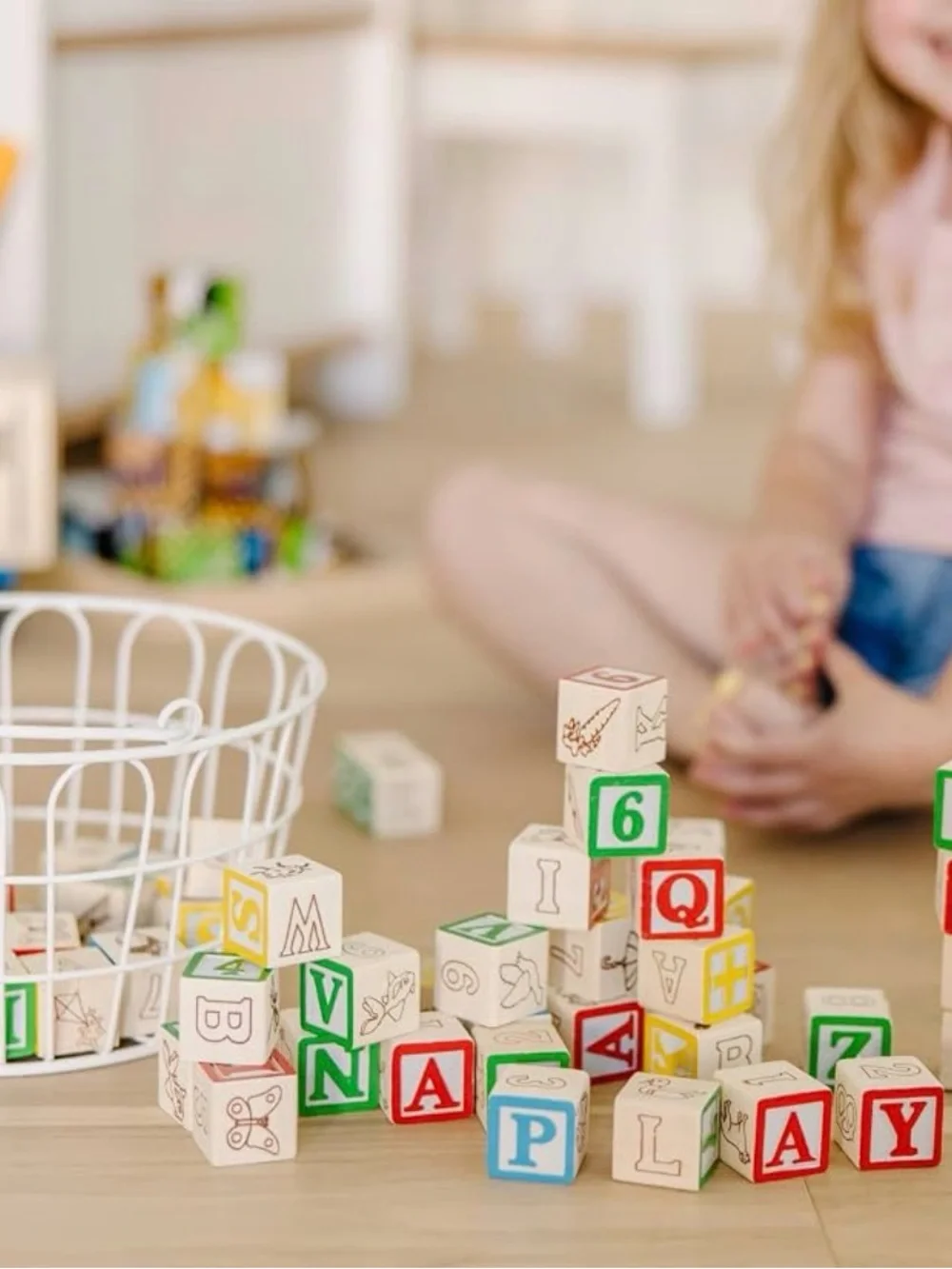 Melissa & Doug Wooden Alphabet & Number Blocks - Red, Blue, Green, Yellow